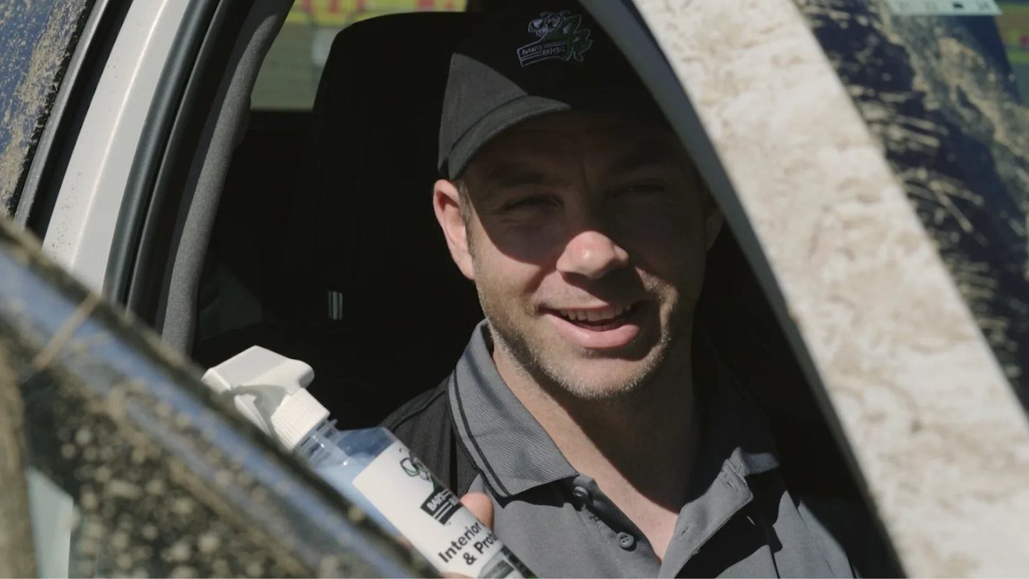 Hayden Paddon with Bar's Bugs Interior Cleaner